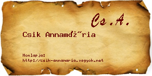 Csik Annamária névjegykártya